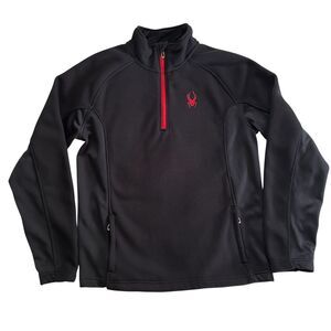 Spyder Men’s Black Red Half Zip Pullover Jacket Fleece Lined Size M